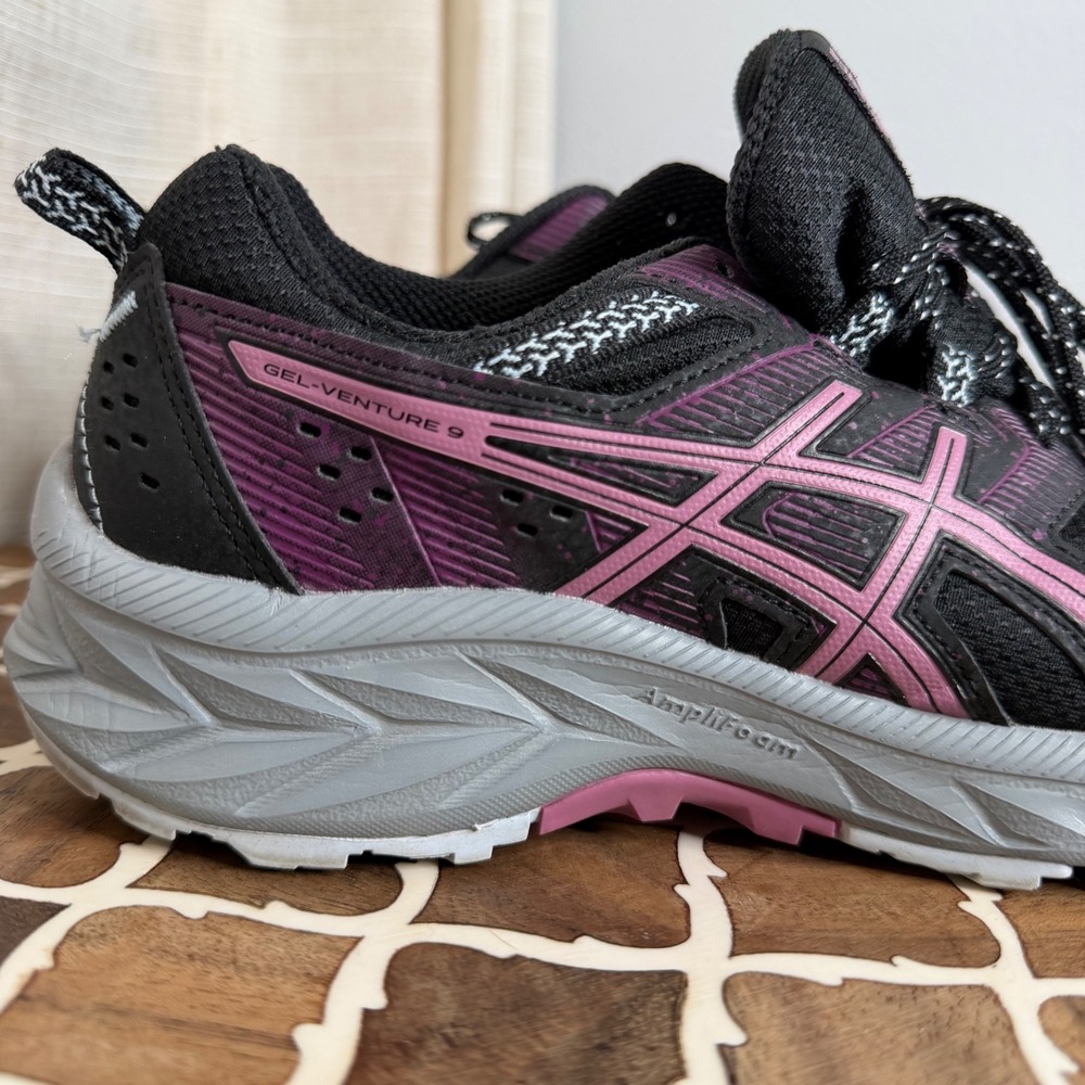 Asics Gel-Venture 9 Trail Running Shoes Black Purple Women's 7 Wide No Insoles - Picture 7 of 12